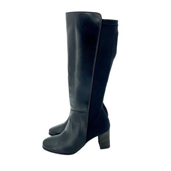 Paul Green Belmont Leather Knee High Black Boots Stretch Sz 7.5 New $499
